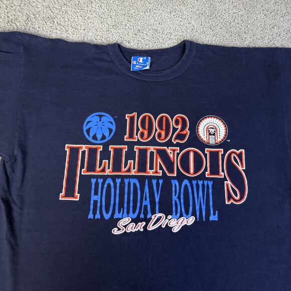 Vintage Illinois Fighting Illini Shirt Mens XL Blue NCAA Football Champion 1992 - Picture 3 of 12